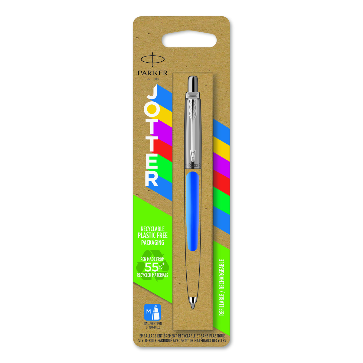 Ручка шариковая Parker "Jotter Blue CT", синяя, 1,0мм, кнопочн., пластик. корпус, блистер