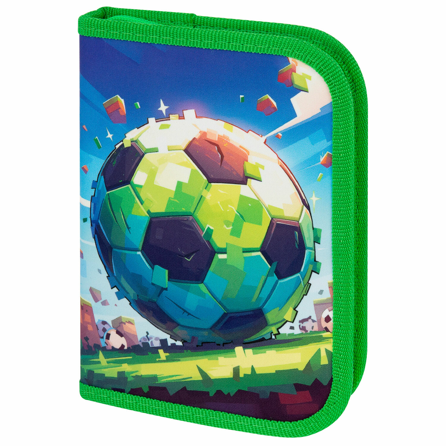 Пенал ПИФАГОР, 1 отделение, 1 откидная планка, полиэстер, 19х13 см, "Football match"