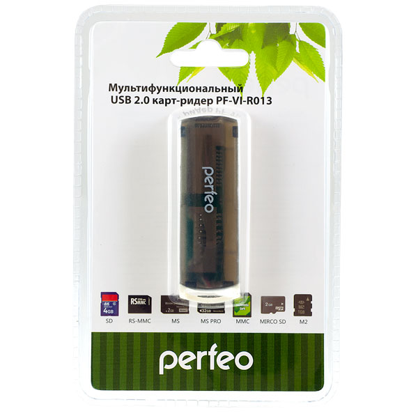 Perfeo Card Reader SD/MMC+Micro SD+MS+M2, (PF-VI-R013 Black) чёрный