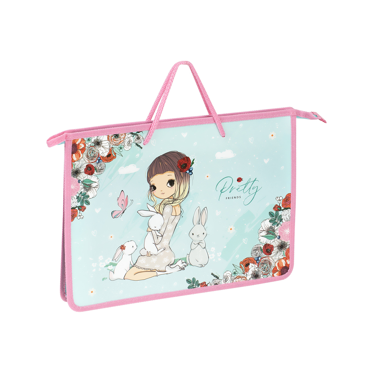 Папка с ручками А4 ArtSpace "Pretty", пластик, на молнии, 45мм ПТ-15_42152