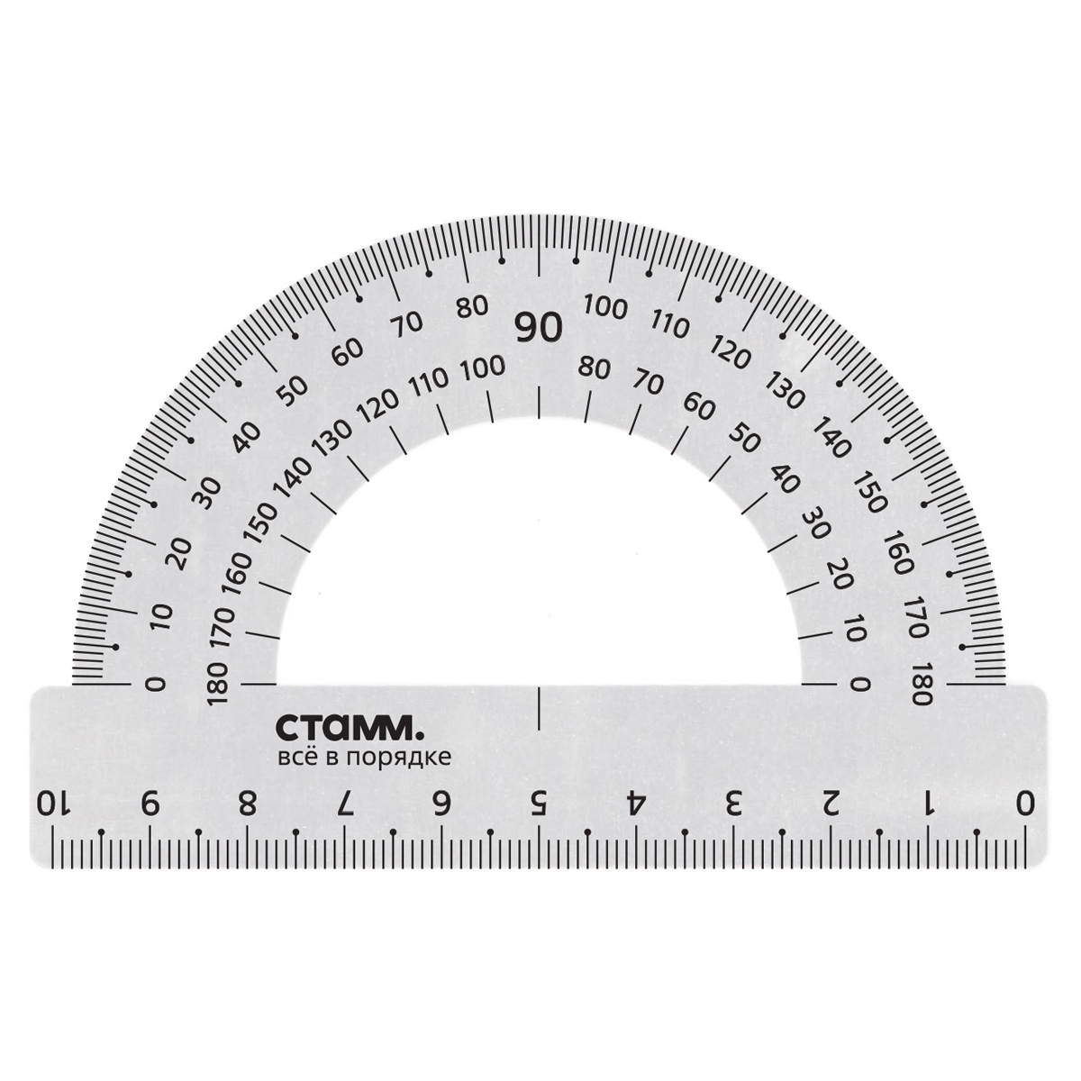 Транспортир 10см, 180° СТАММ, метал,