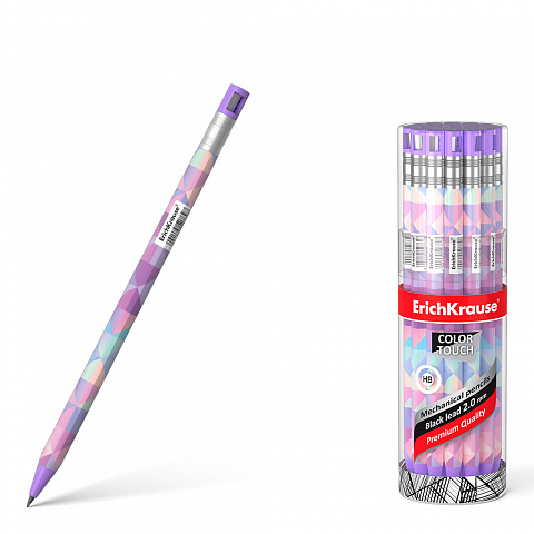 Карандаш механический 2.0мм ErichKrause ColorTouch Magic Rhombs с точилкой, НВ 