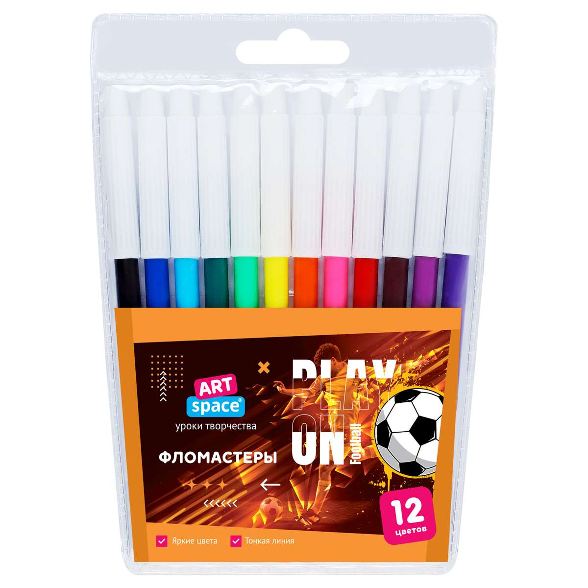 Фломастеры 12цв ArtSpace "Футбол" ПВХ, европодвес