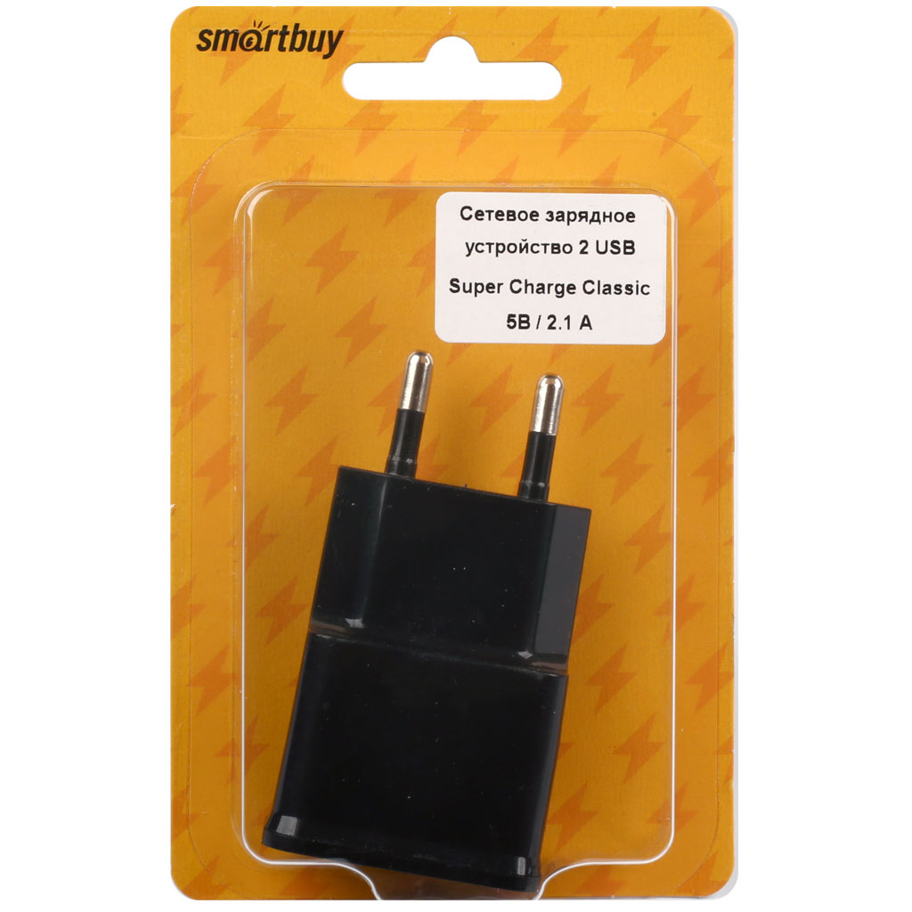 Зар уст-во сетевое Smart Buy Super Charge Classic 2USB 5В/2,1А черное
