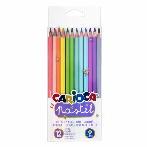Карандаши 12цв Carioca "Pastel" заточен., ПВХ, европодвес