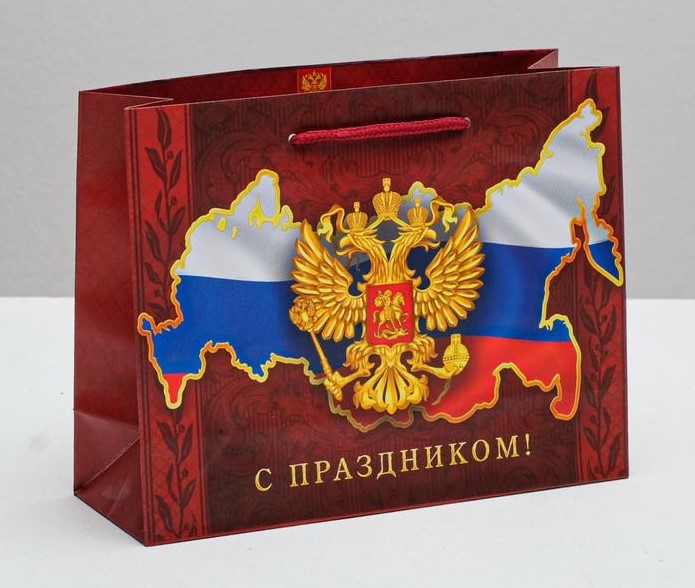 Пакет бумажный 18*23*8см ВО СЛАВУ ОТЕЧЕСТВА!  