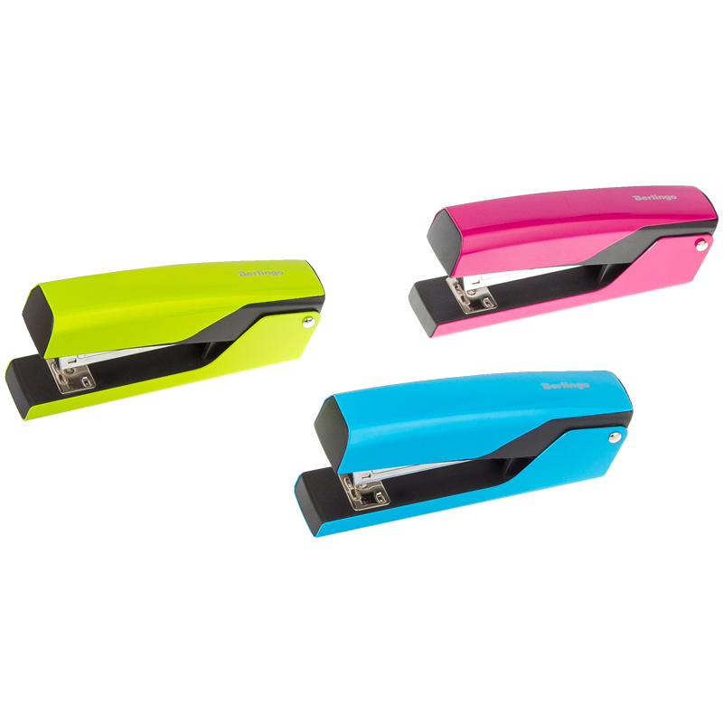 Степлер №24/6 20л BERLINGO Color Zone метал. корпус, ассорти