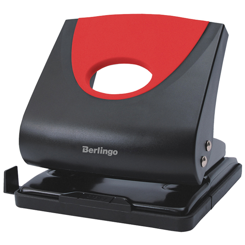 Дырокол Berlingo "Office Soft" 30л., пластиковый, красный, с линейкой DDp_30163