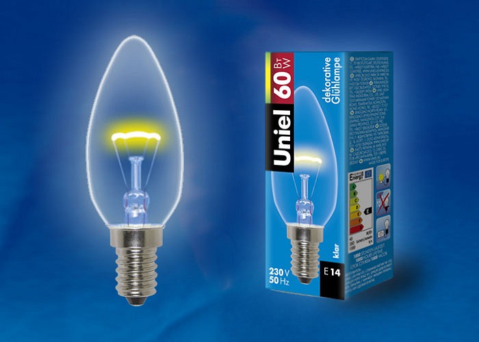 Лампа накаливания Uniel IL-C35-CL-60Вт E14 свеча п