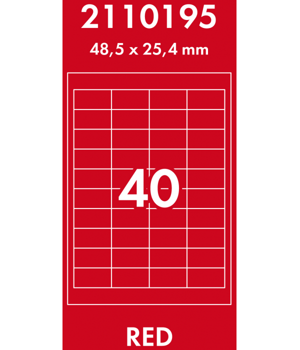 Самоклеящиеся этикетки А4 красные 40 этикеток на листе (48,5*25,4мм) LOMOND 1л