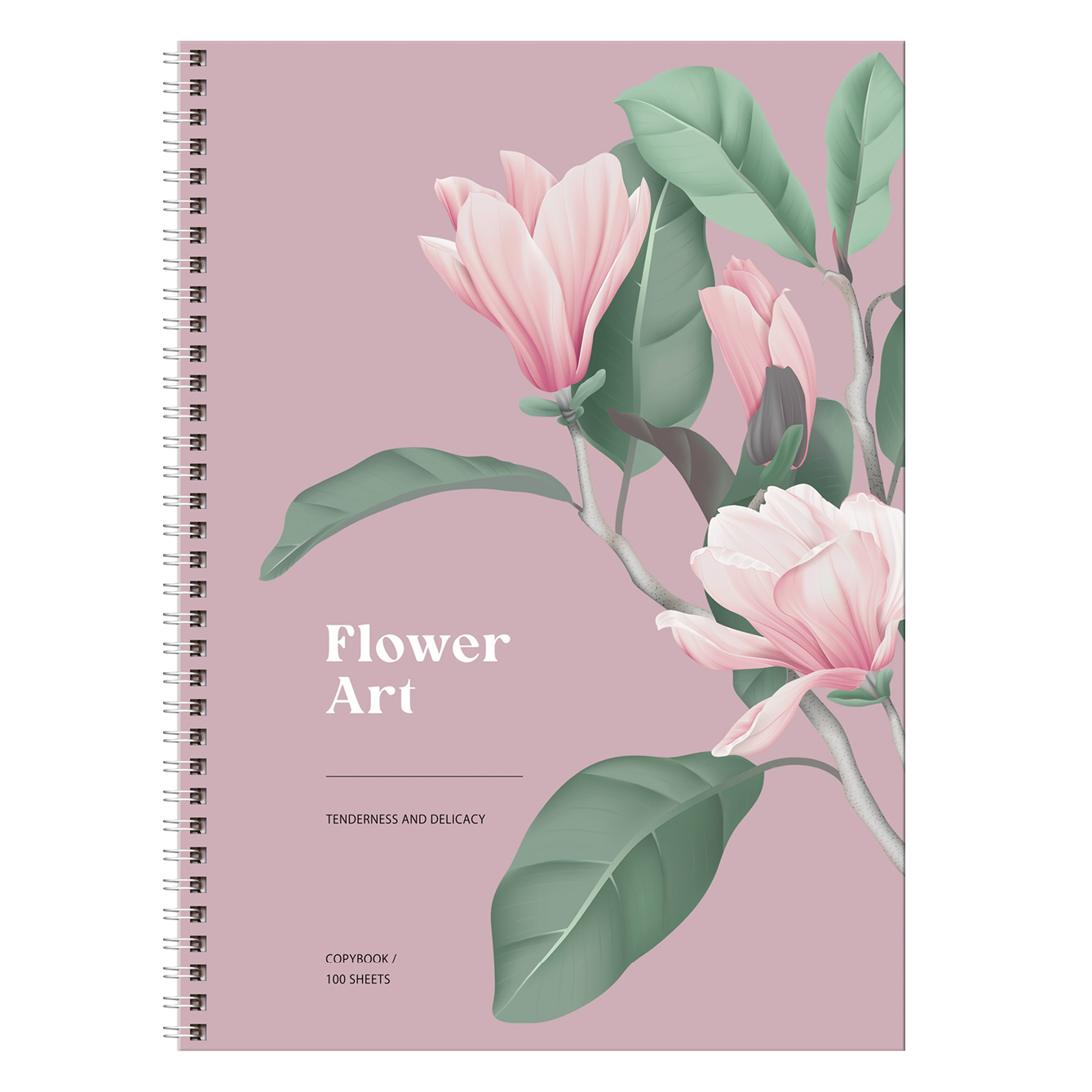 Тетрадь А4 100л кл гребень BG "Flower art", матовая ламинация, твердая обложка