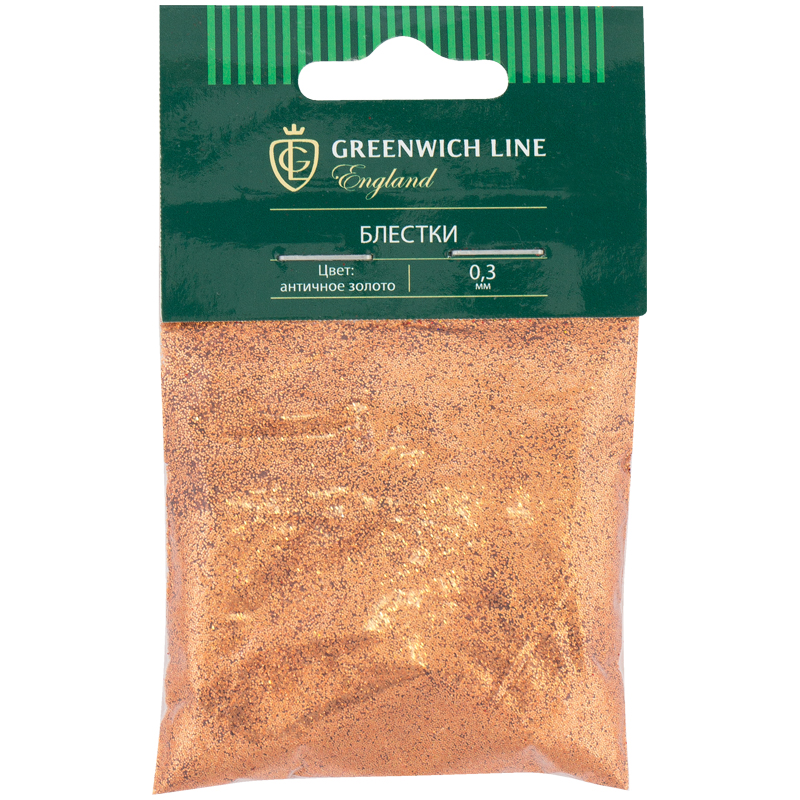 Блестки декоративные Greenwich Line 0,3мм 20г Античное золото