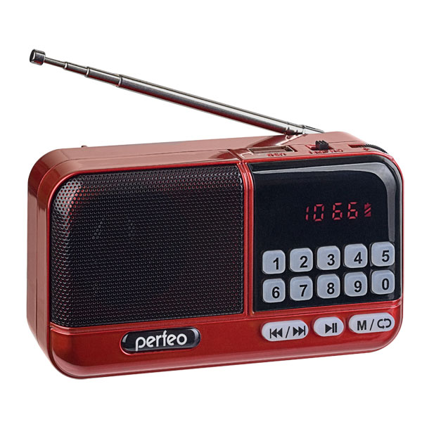 Perfeo мини-аудио Aspen FM MP3 питание USB или 18650 красный