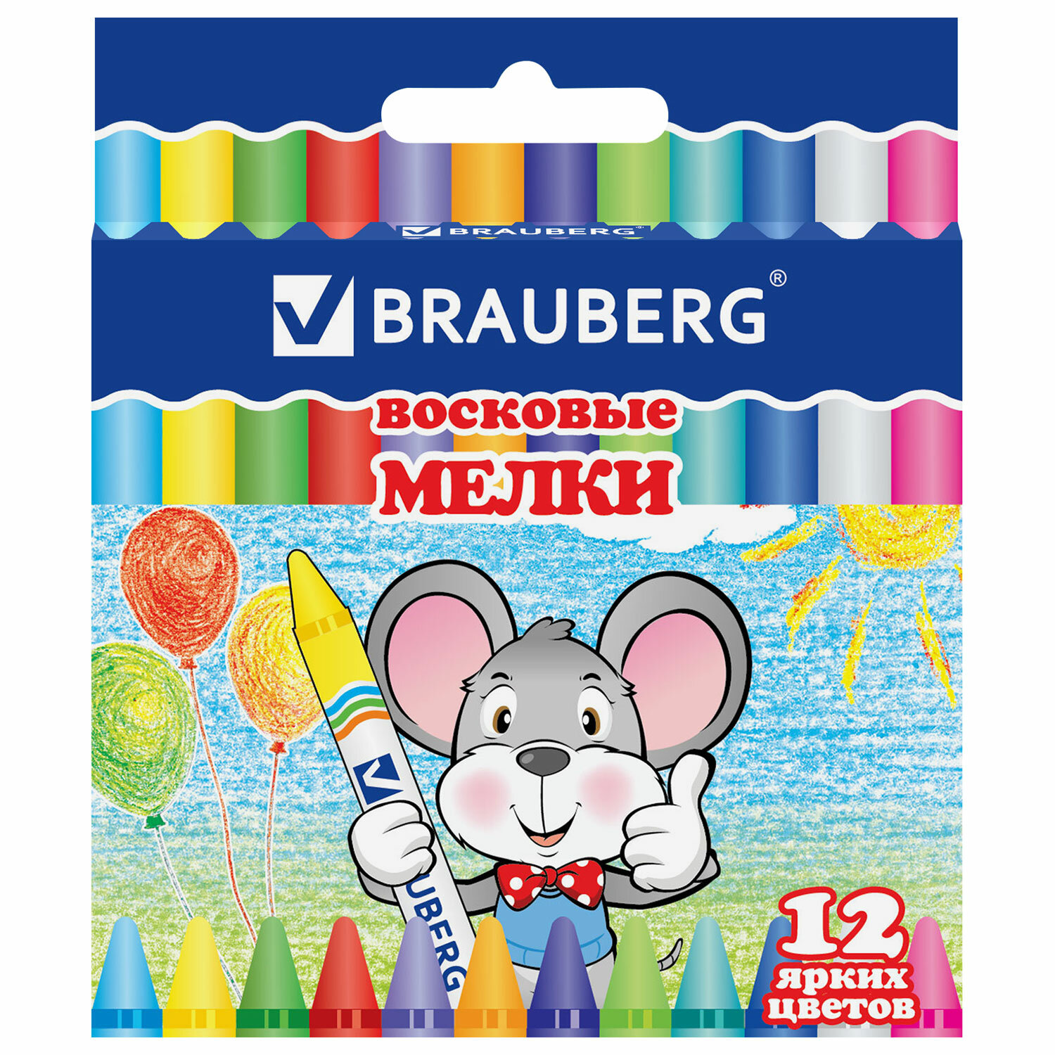 Карандаши восковые 12цв BRAUBERG  1/24