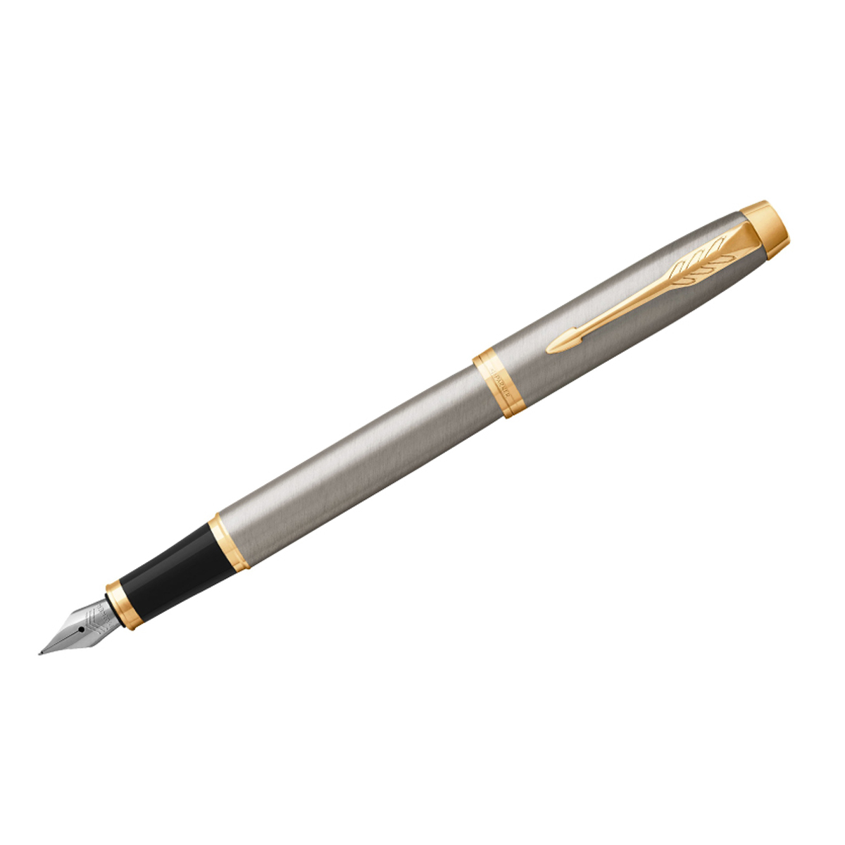 Ручка перьевая Parker "IM Brushed Metal GT" синяя, 0,8мм, подар. уп.