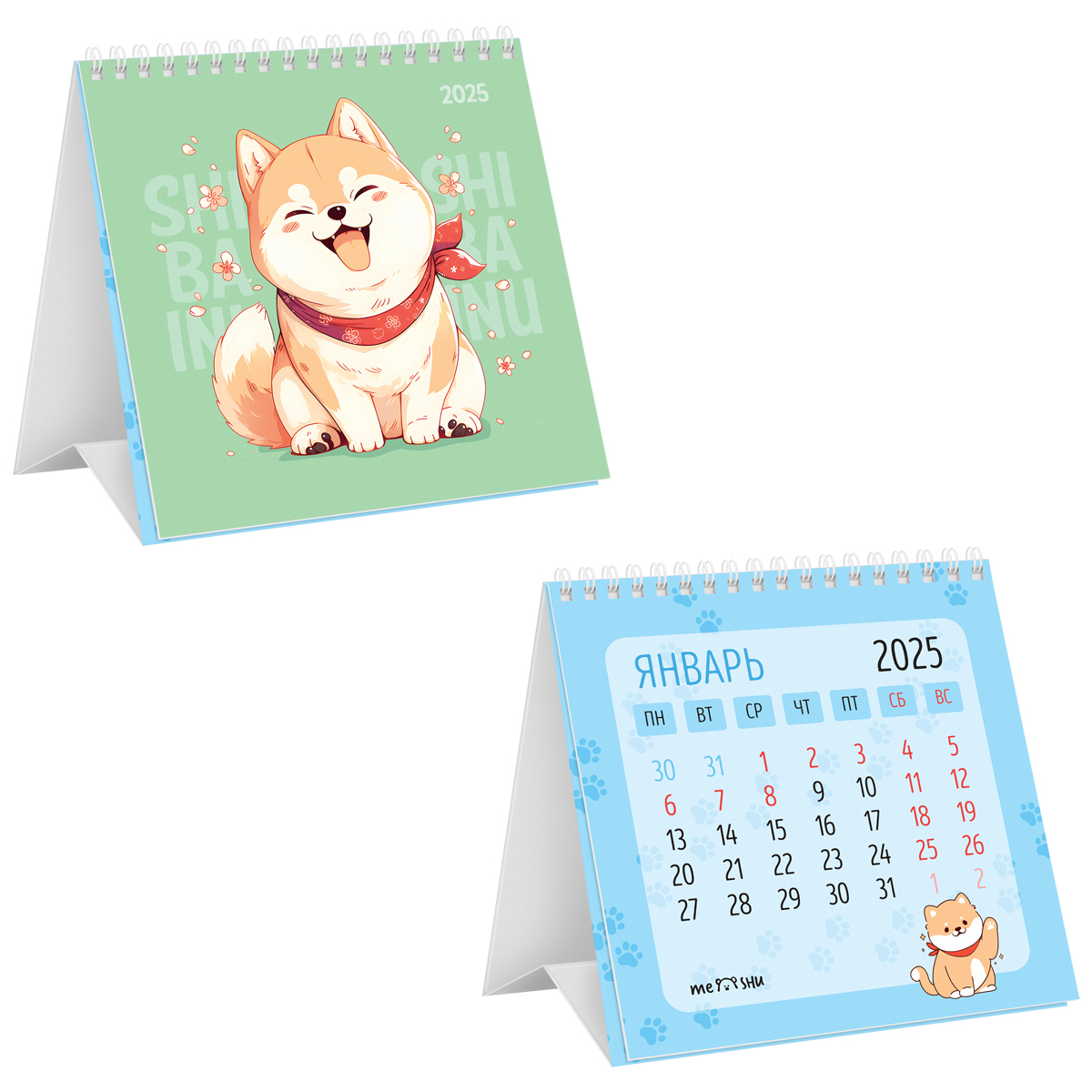 Календарь-домик MESHU "Smiling dog", на гребне, 2025г. 
