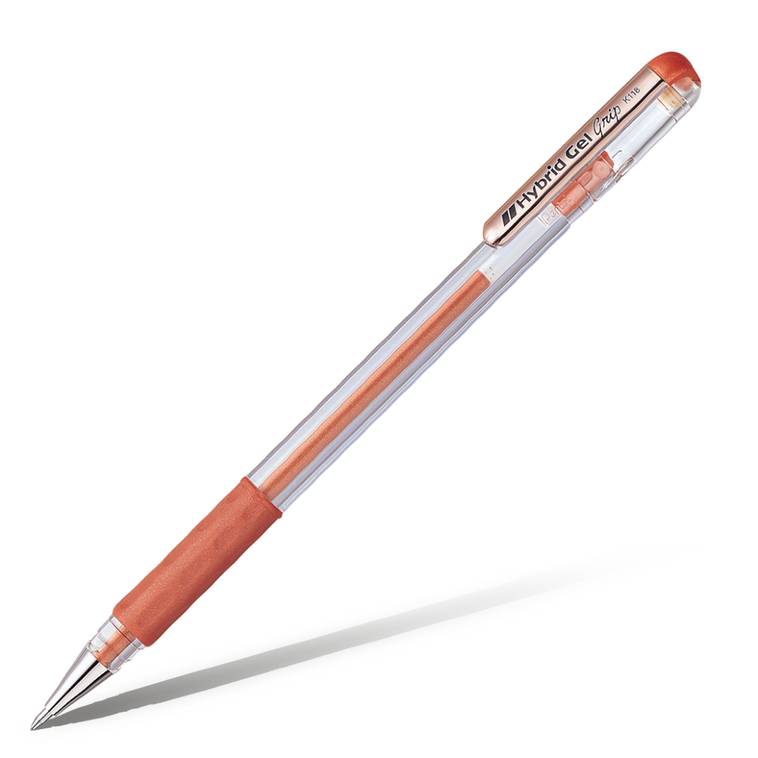 Ручка гелевая красная PENTEL 0.8мм Hybrid Gel Grip Metallic 1/12