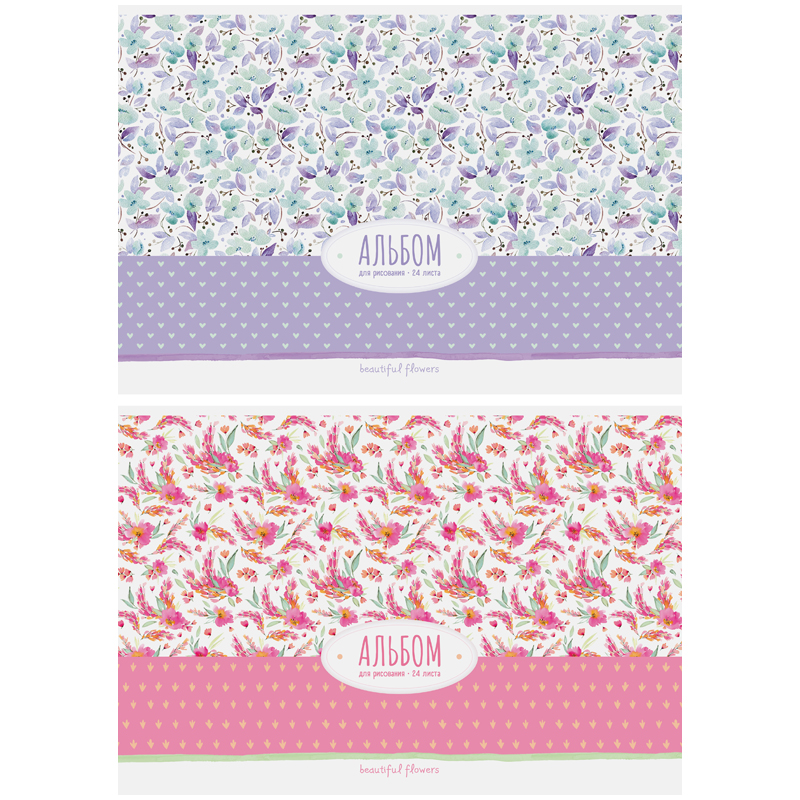 Альбом для рисования 24л А4 скрепка ArtSpace Цветы. Нежный узор