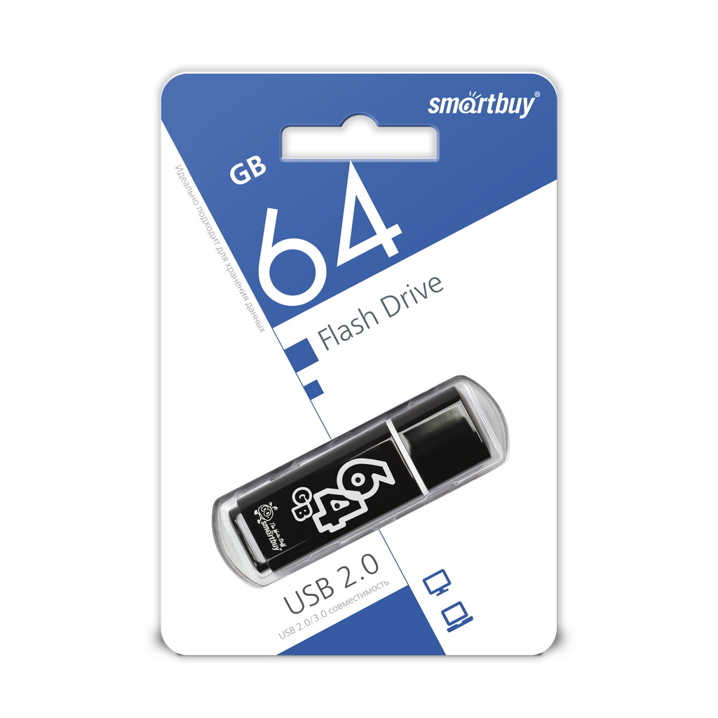 Флэш-диск Smart Buy 64Gb Glossy series Black