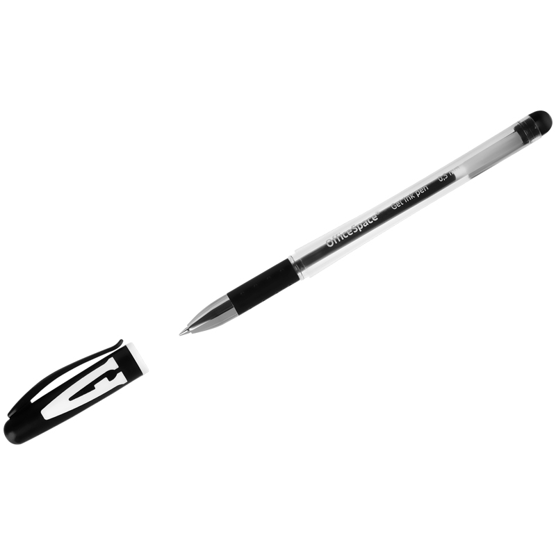 Ручка гелевая черная OfficeSpace "A-Gel"  0,5мм, грип