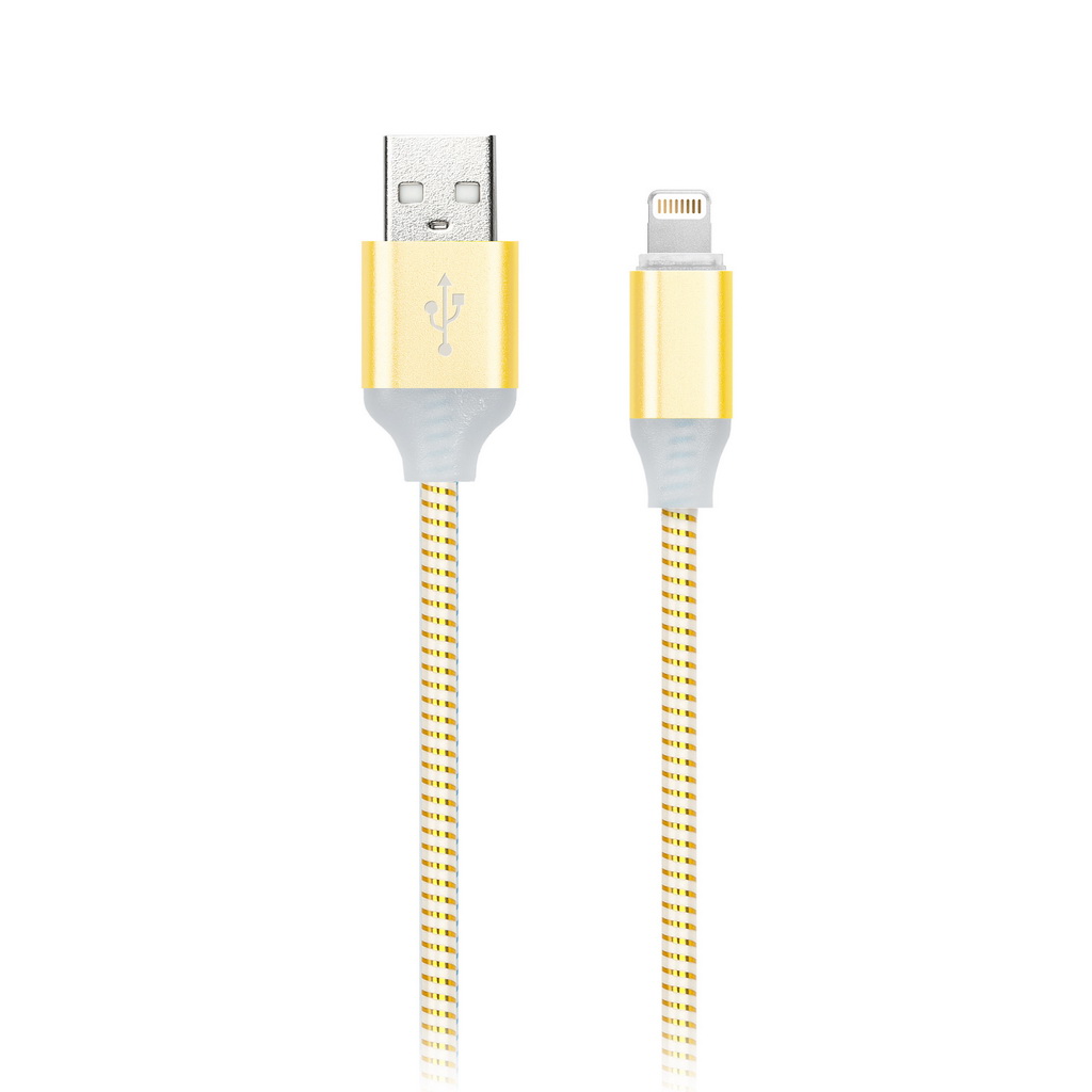 Кабель Smart Buy USB-8pin для  iPhone 1м с индикацией заряда  золото, с мет. након.