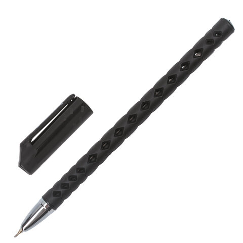 Ручка шариковая масляная BRAUBERG "Orient", ЧЕРНАЯ, корпус черный, игольчатый узел 0,7 мм, линия пис