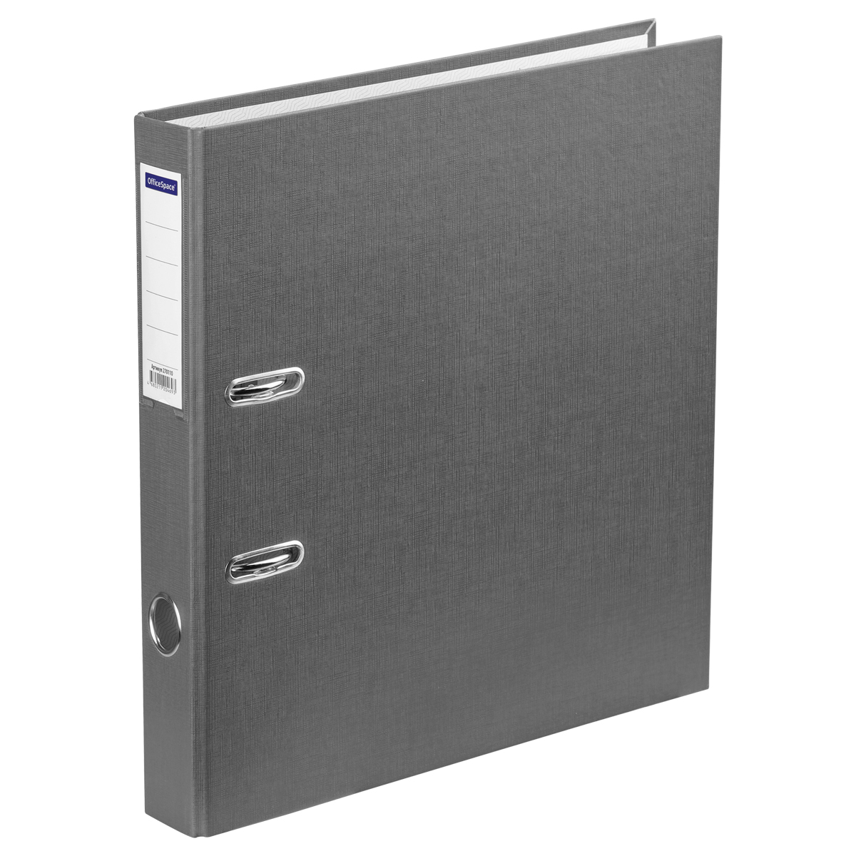 Папка-регистратор 50мм OfficeSpace бумвинил, с карманом на корешке, серая