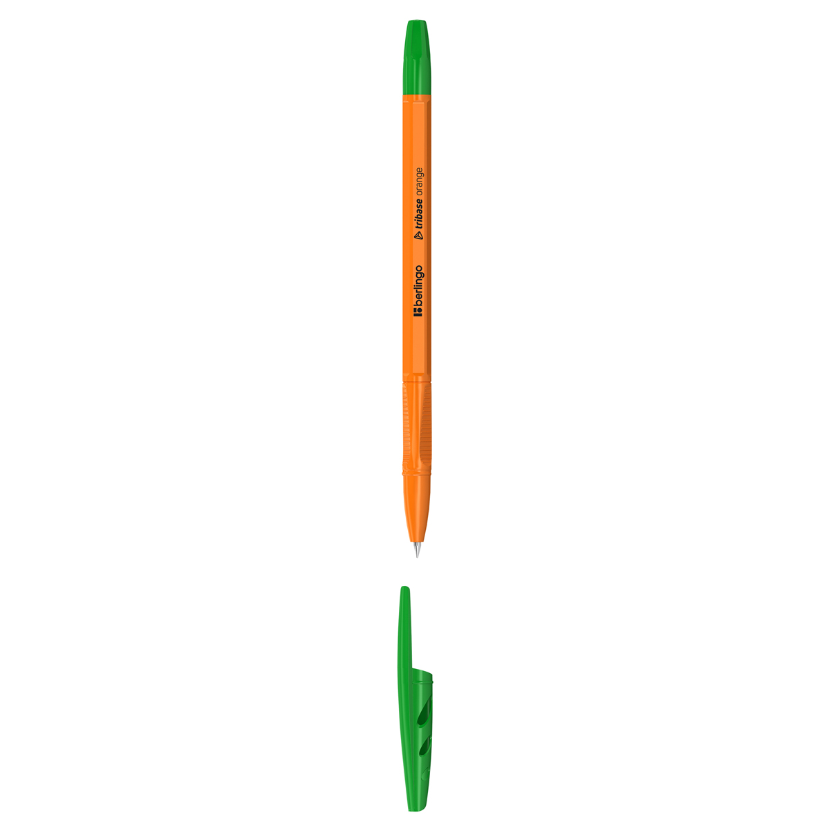 Ручка шариковая зеленая BERLINGO Tribase Orange 0,7мм  1/50