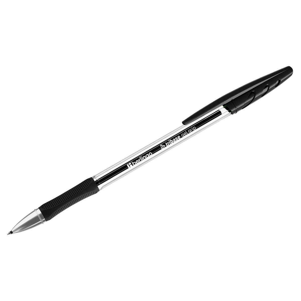 Ручка гелевая черная Berlingo "Tribase Gel grip" 0,5мм, грип