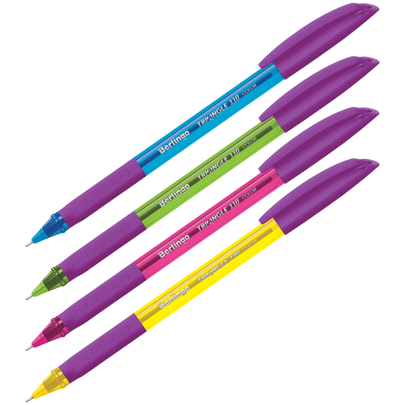 Ручка шариковая синяя BERLINGO 0,7мм Triangle 110 Color игольч стержень трехгран резин.грип 1/30