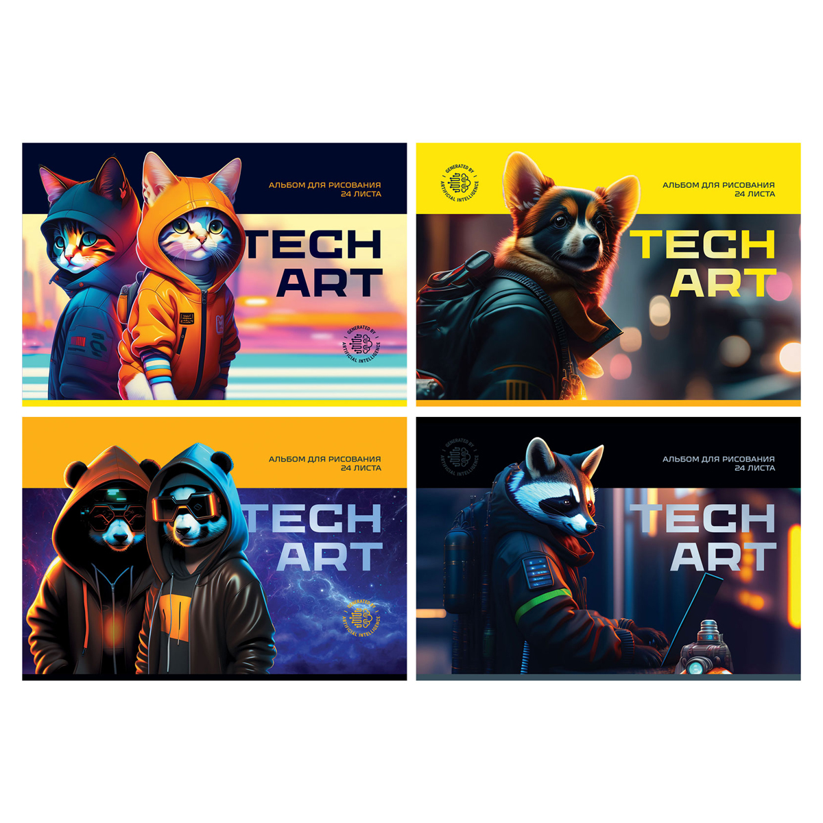 Альбом для рисования 24л А4 скрепка BG "TechArt"