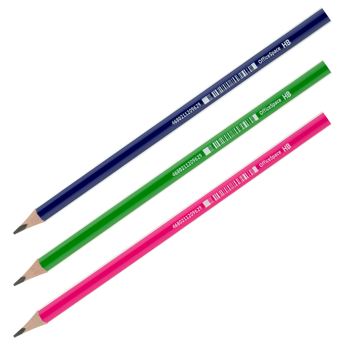 Карандаш ч/графит OfficeSpace HB корпус ассорти, заточ 1/12