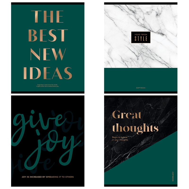 Тетрадь 48л., А5, клетка ArtSpace "Стиль. Dark emerald", тиснение фольгой, матовая ламинация