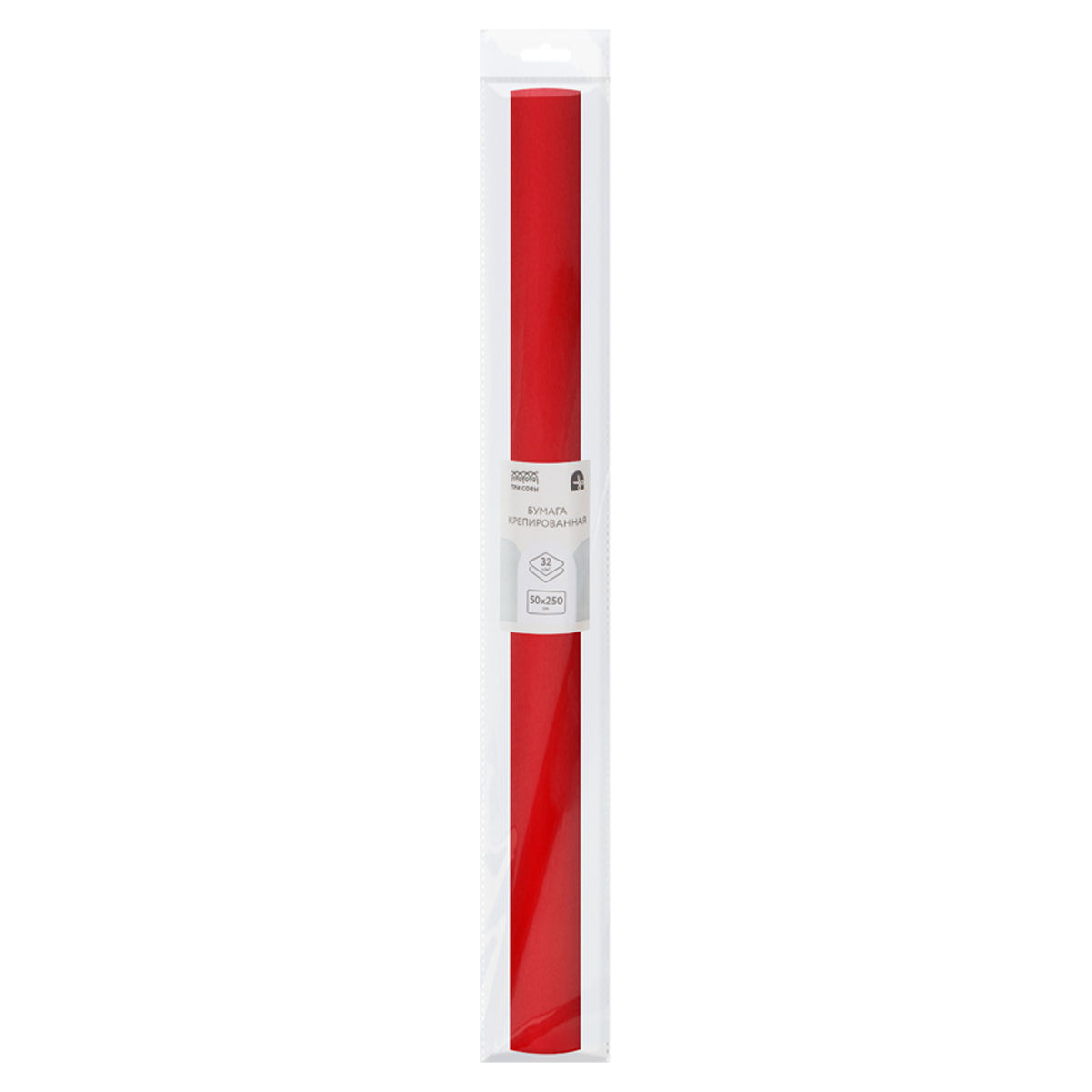 Бумага креповая Три Совы 32г/м2 красная 50*250см