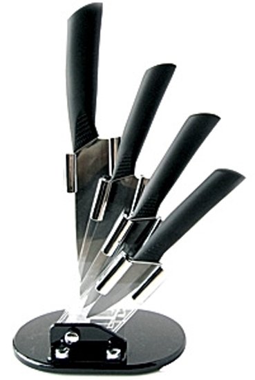 Ножи SET-8  Affilato Nero керам.черн. на подставке