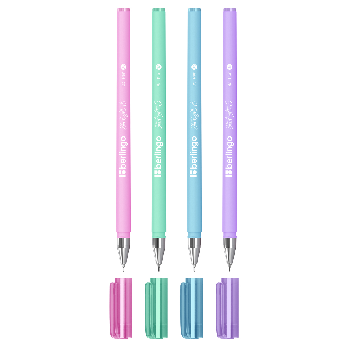 Ручка шариковая синяя BERLINGO Starlight S 0,5мм корпус ассорти 1/36