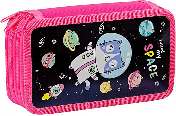 Пенал 3 отделения, 190*110 ArtSpace "Space Cat", ламинированный картон