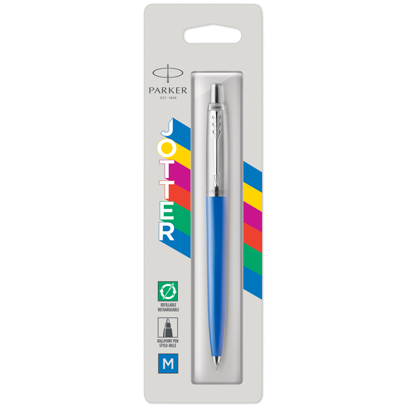Ручка шариковая Parker "Jotter Blue CT", синяя, 1,0мм, кнопочн., пластик. корпус, блистер