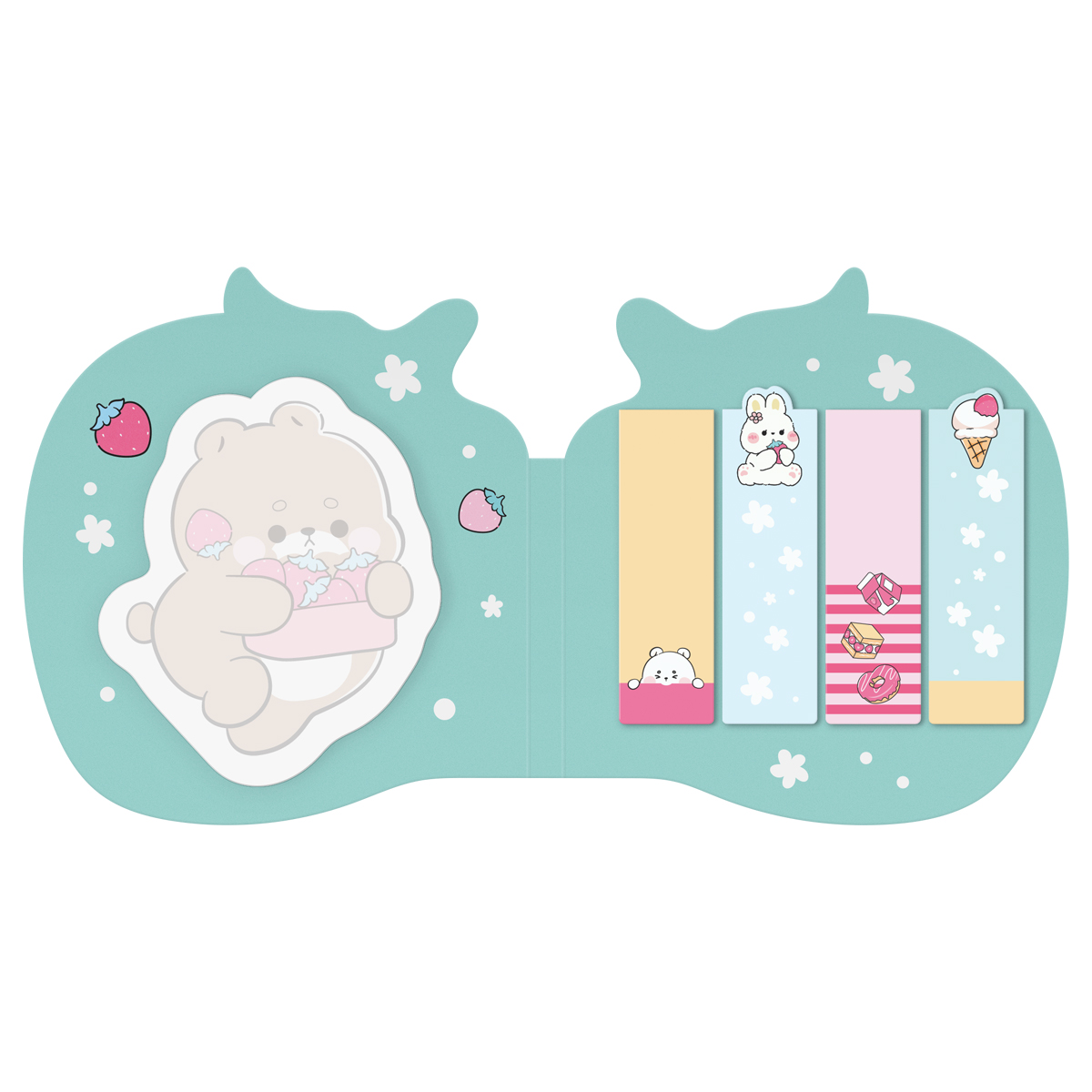 Флажки-закладкии самоклеящиеся блоки в наборе MESHU "Cute Sweet", 20л*5 цветов европодвес