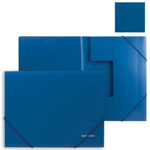 Папка на резинке А4 синяя BRAUBERG Стандарт 0,5мм 
