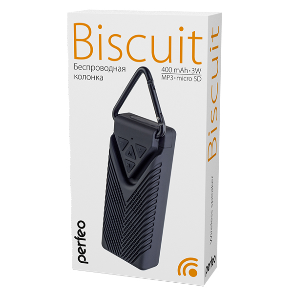 Колонка Perfeo BISCUIT черная Bluetooth, MP3, microSD, мощность 3Вт, 400mAh, PF_A4325