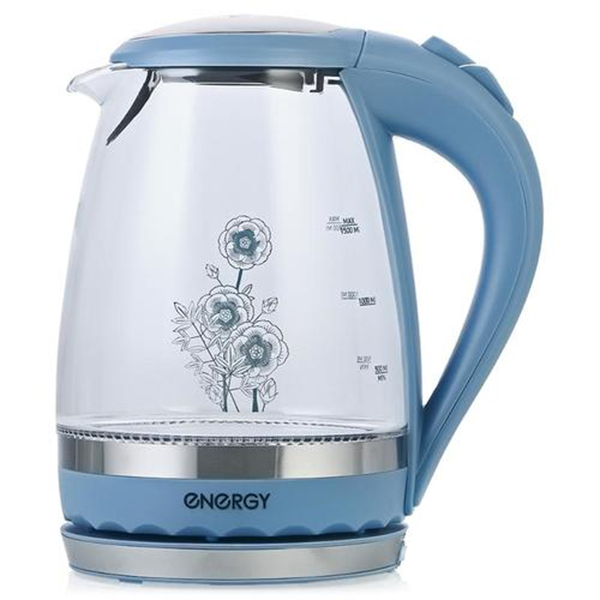 Чайник ENERGY E-279 синий (1,5л,диск) стекло