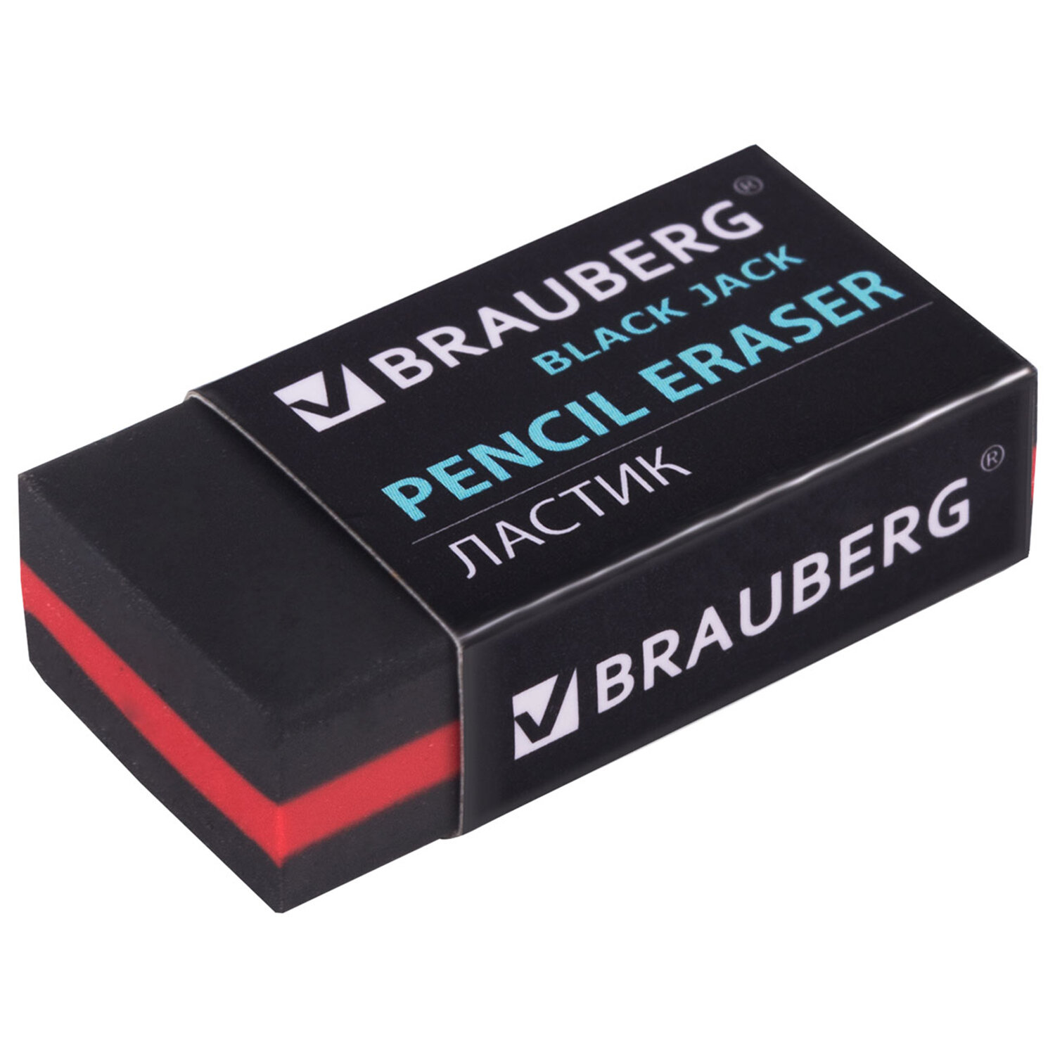 Ластик BRAUBERG BlackJack 40*20*11мм трехслойная, черная