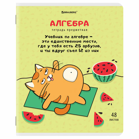 Тетрадь предметная Алгебра  "КОТ-ЭНТУЗИАСТ" 48 л., TWIN-лак,  подсказ, BRAUBERG, 