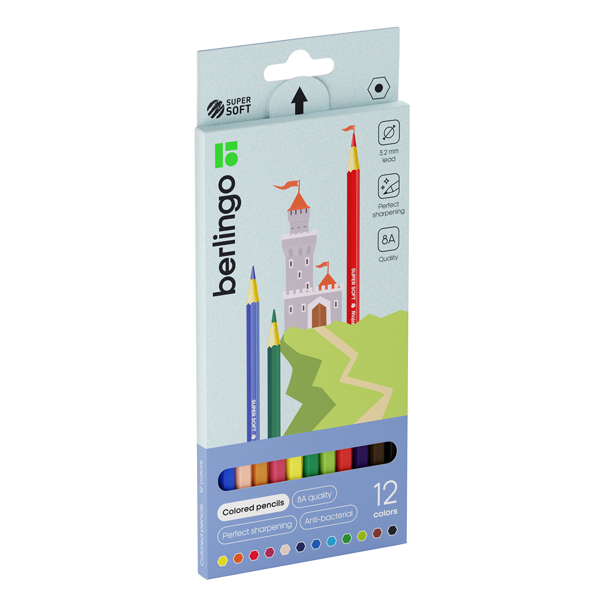 Карандаши 12цв Berlingo "SuperSof. Замки", заточен., картон, европодве