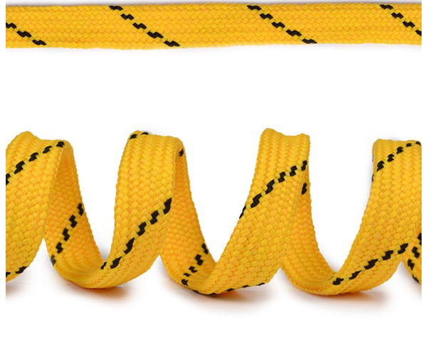 Шнурки плоские 14мм классическое плетение дл.100 см желтые-черные точки 1пара/10