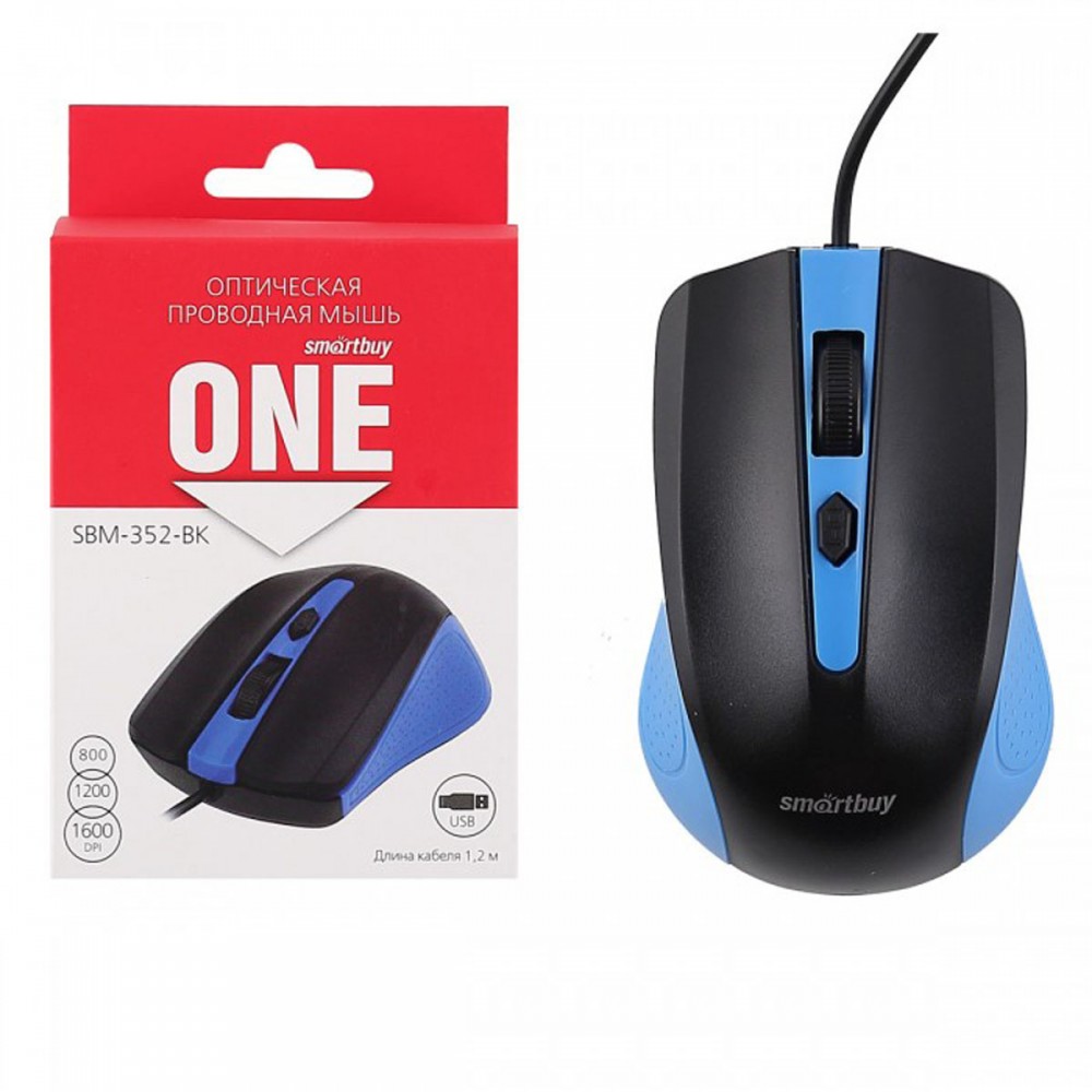 Мышь Smart Buy 352 Blue/Black  проводная USB
