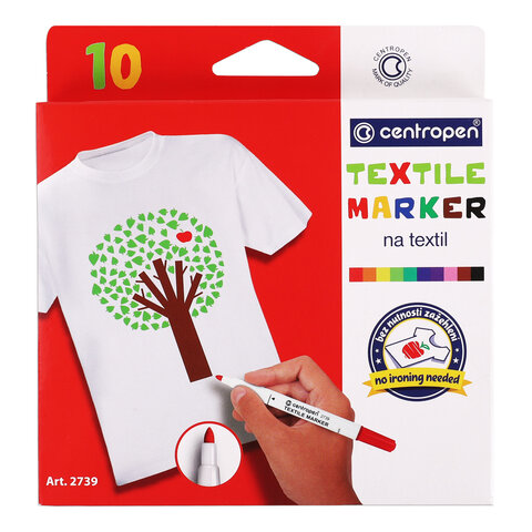 Набор маркеров для ткани Centropen "Textil Marker 2739" 10цв., 1,8мм, картон. уп., европодвес