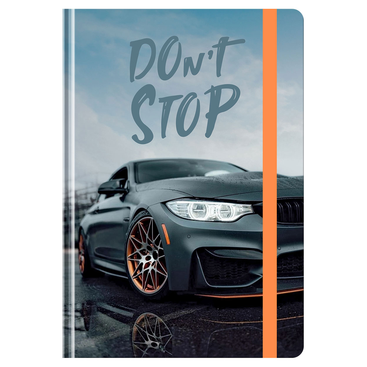 Ежедневник недатированный А5  128л 7БЦ, BG "Не останавливайся", глянцевая ламинация, на резинке
