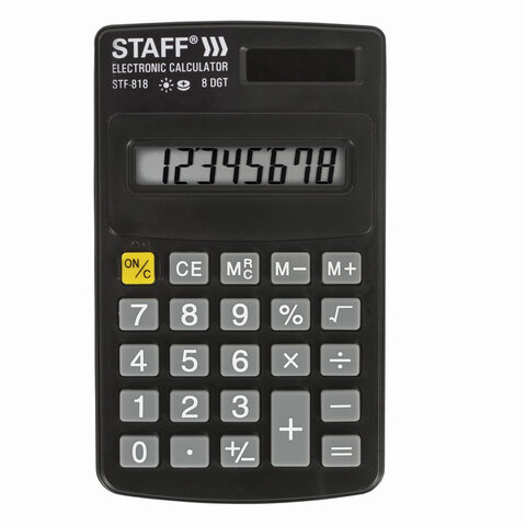 Калькулятор карманный 102*62мм 8 разр STAFF 2-е питание  STF-818 